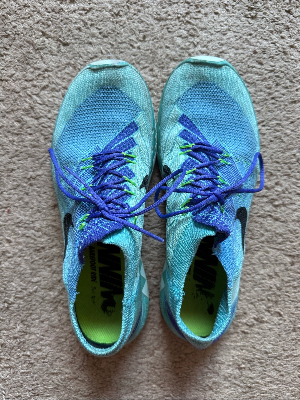 Nike Free 3.0 Flyknit Volt Blue Lagoon Size 8 Women’s